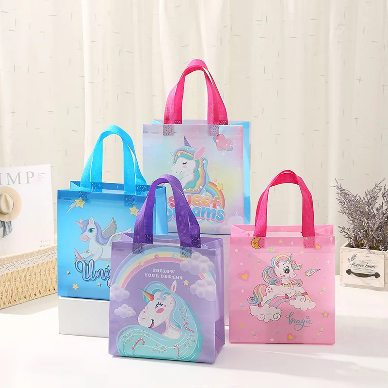 

12 pieces Unicorn Non-woven Candy Bag Waterproof Gift Packaging Bags Box Folding Storage Bag Unicorn Birthday Party Decoration