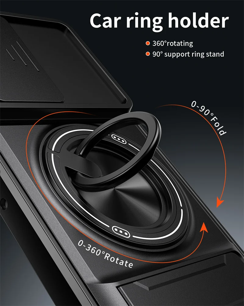 Armor Car Magnetic Ring Case with Lens Protection and Stand Holder