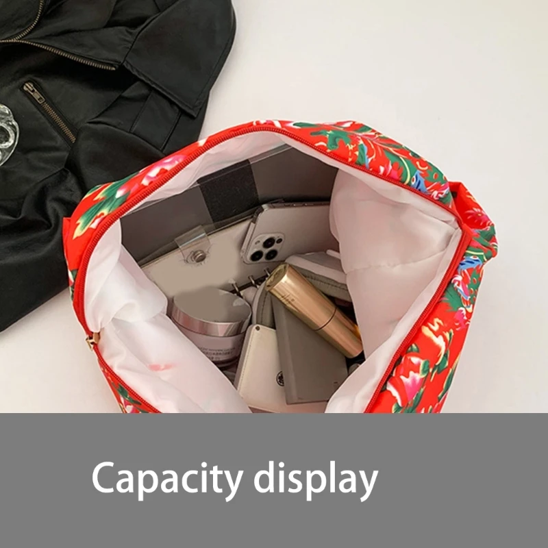 

Women Large Capacity Crossbody Bag Dumpling Bag Northeast Flower Shoulder Bag