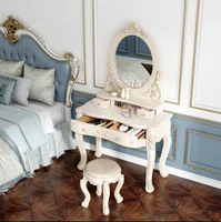 Table de toilette de style européen pour chambre à coucher, petite table de toilette multifonctionnelle moderne et minimaliste pour appartement 1
