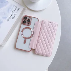 Leather Magnetic Wallet Phone Case with MagSafe Compatibility & Wireless Charging Support - iPhone 14 (Pink)