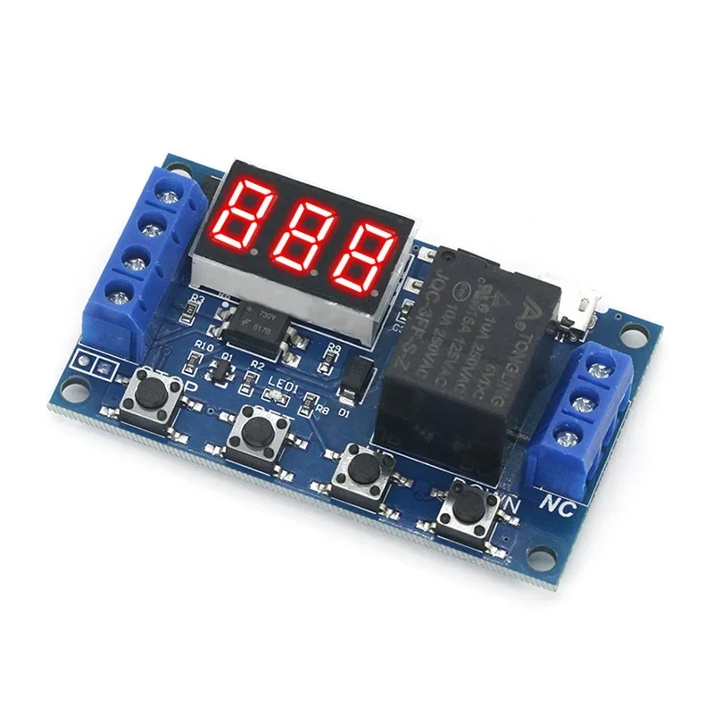 Youmile Timer Modulo relè di ritardo DC 6-30V Controllo interruttore programmabile Display a LED Relè porta micro USB per Arduino con cavo 24AWG, cavo micro USB