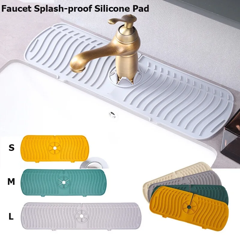

Faucet Splash-proof Silicone Pad Sink Splash Guard Kitchen Bathroom Countertop Protect Mat Heat Resistant Pad