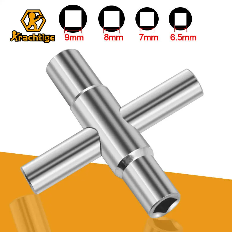 4 In 1 Universal Faucet Wrench Square Key Plumber Bathroom Wrench 6.5/7/8/9mm for Gas Electric