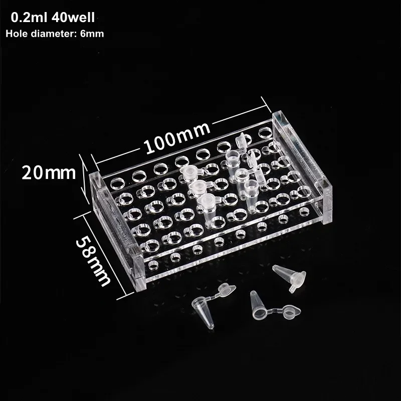 Plexiglass Rack For PCR Tube 0.2 0.5 ml Plexiglass Stand Up To 40 Tubes Transparent Centrifuge Tube Holder Diameter 4mm 6mm /1PK