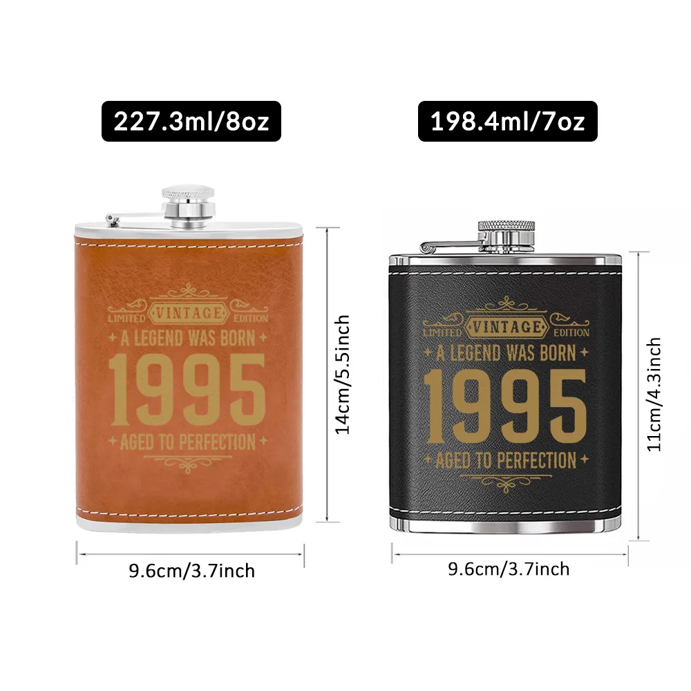 7온스 휴대용 포켓 힙 플라스크 스테인리스 스틸 가죽 힙 플라스크 알코올 위스키 주류 와인 남성용 선물