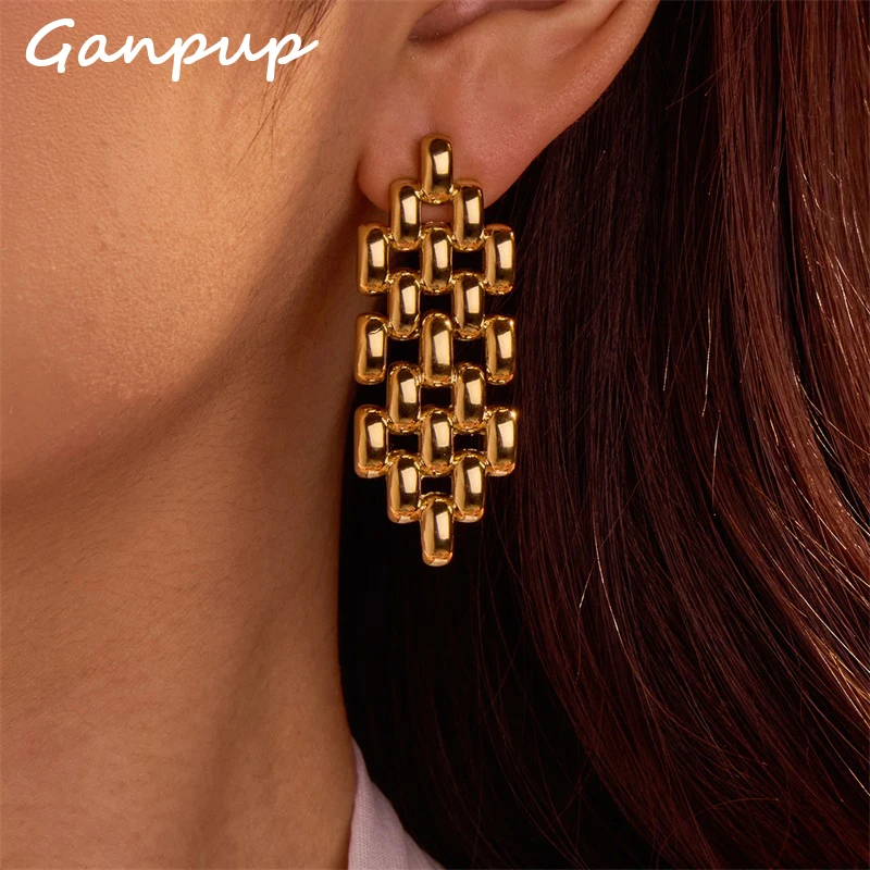 GANPUP 316L Edelstahl-Ohrringe mit geometrischem Design, zarter, trendiger, wasserfester Ohrstecker-Schmuck für Frauen, Urlaubsgeschenk