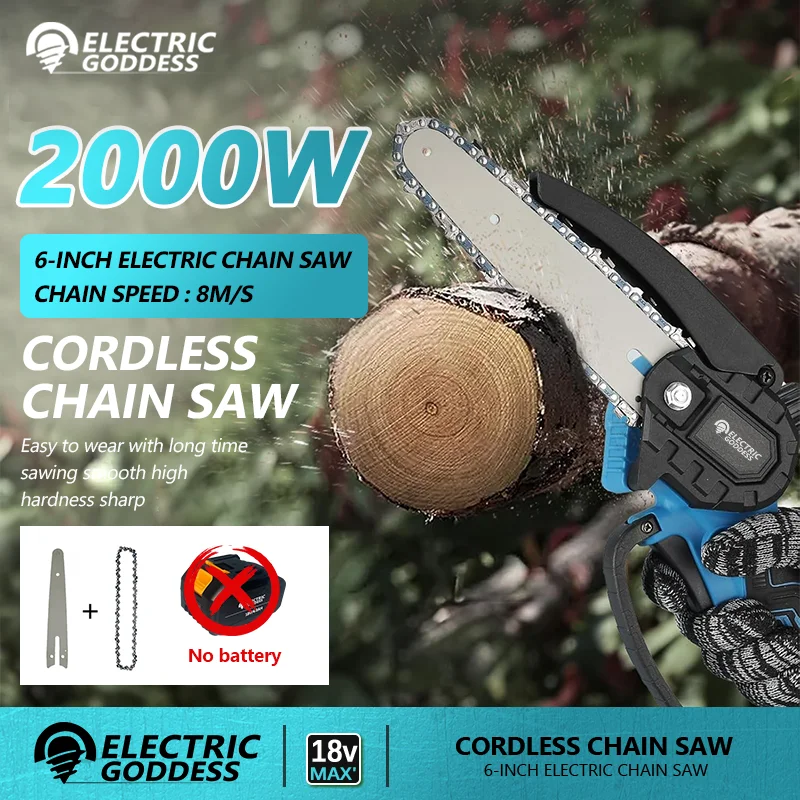 

Electric Goddess 6-Inch Electric Chain Saw High Hardness Chain Cordless Chain Saw For 18v Makita Battery