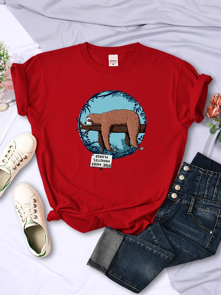 Sleeping Sloth Personality Prints Women Tee Clothing Summer Breathable Casual Tshirts Hip Hop Street Short Sleeve Female254_voghion.com