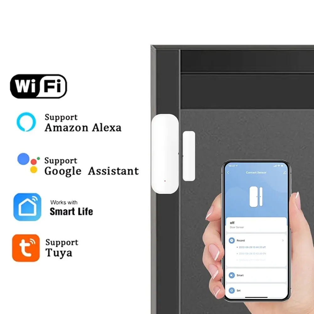 

Wifi Door Window Sensor Tuya Smart Home Wireless Door Open / Closed Detector Smart Life Control Via Alexa Google Home
