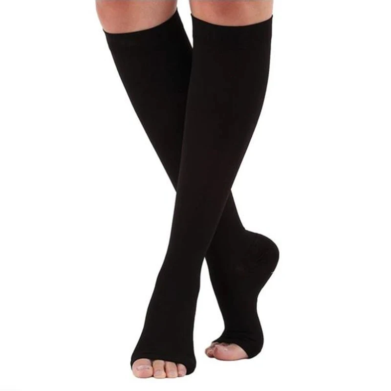 

Medical Calf Compression Stockings Varicose Veins Shaping Graduated Pressure Stockings Elastic Open Toe Knee High Stockings