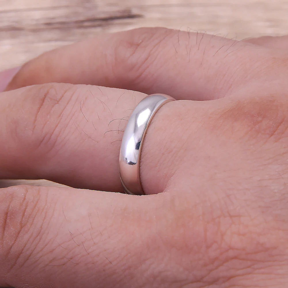 Real Pure 925 Sterling Silver Rings for Women And Men Simple Couple Ring Smooth Wedding Band for Lovers Name Engraved silver rings