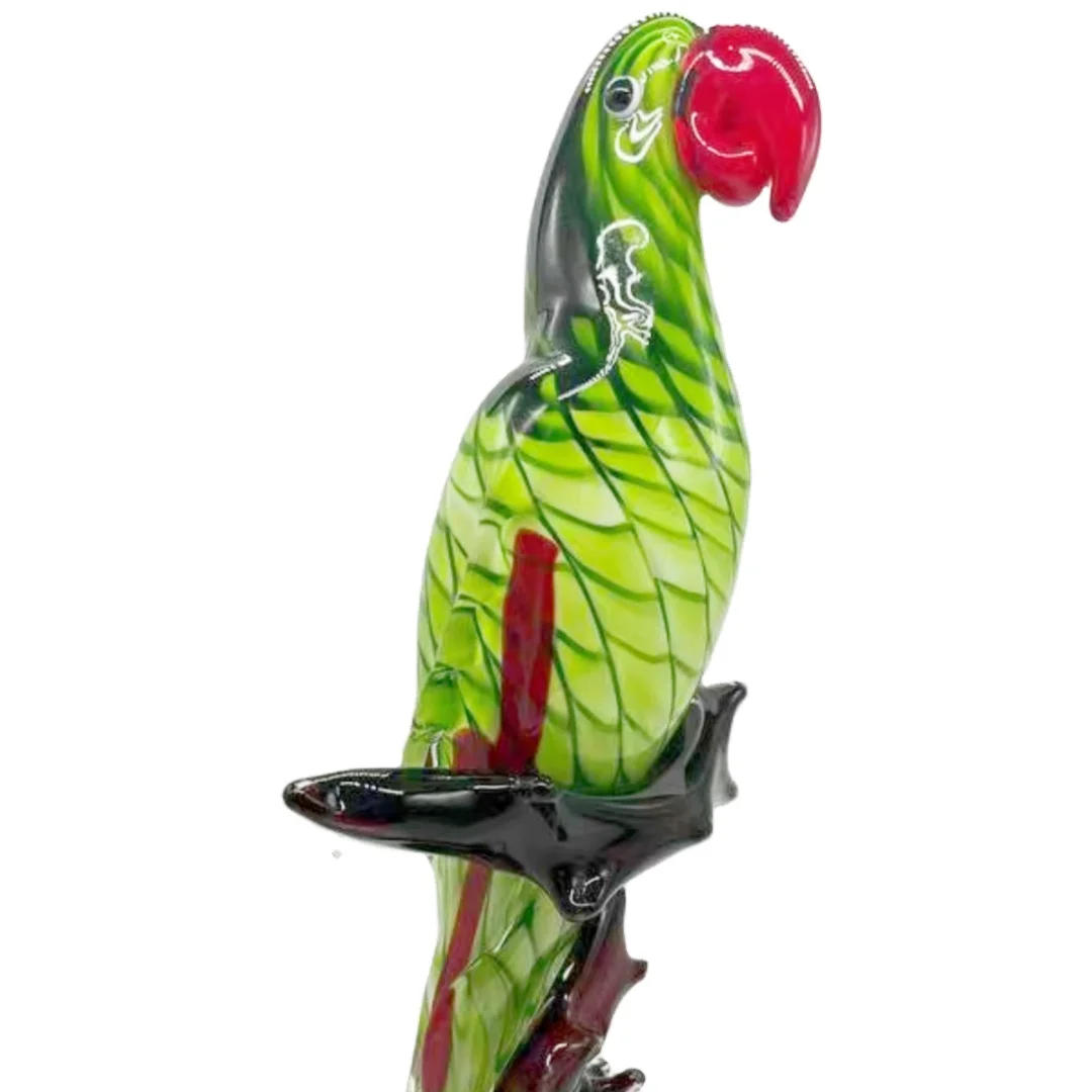 

Hand Blown Ornament Glass Crystal Parrot Figurine Home Decor Glass