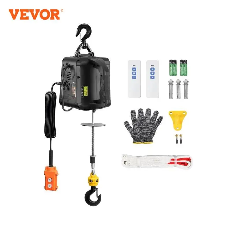 VEVOR 1100lbs Electric Hoist Winch 2/3-in-1 Portable Power Winch Crane with Wireless Remote Control for Overload Protection,electric hoist winch