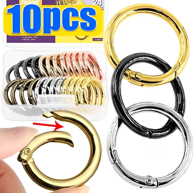 10Pcs Round Carabiner Spring Gate O Ring Leather Bag Clip Strap Buckle  Paracord Keychain Lanyard Dog Tag Connector Snap Hook - AliExpress