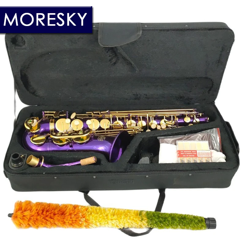 MORESKY Alto Saxophone Purple E-Flat Eb Gold Keys With Case Music Instrument Gold Keys MAS-106