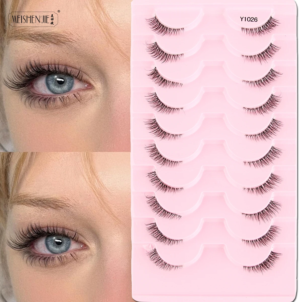 Half Lashes Cat Eyelashes Natural Long Handmade 3D Mink Lashes Makeup Tool Reusable Fake Eyelash 3/10 Pairs