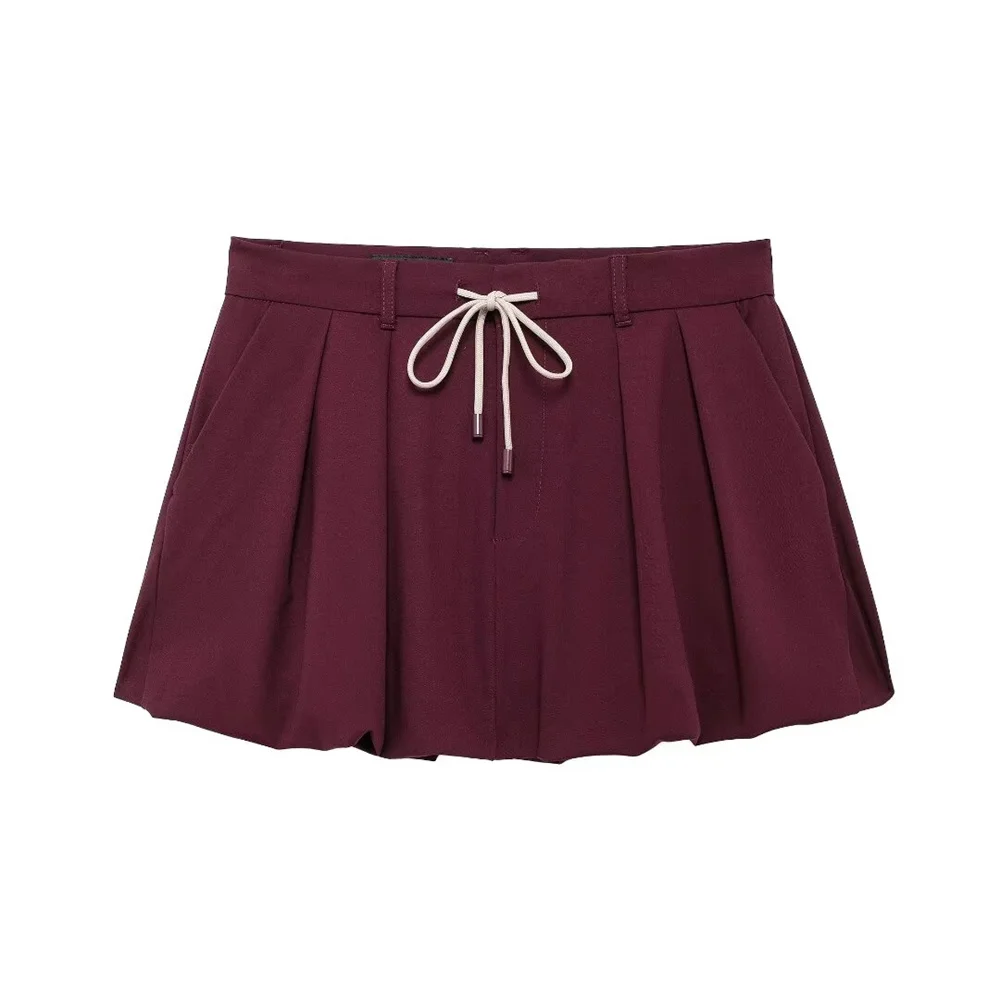 UNIZERA 2024 Autumn New Product Fashion Casual Women's Zipper Pocket Decoration Jacket Coat Lantern Mini Skirt Set 5