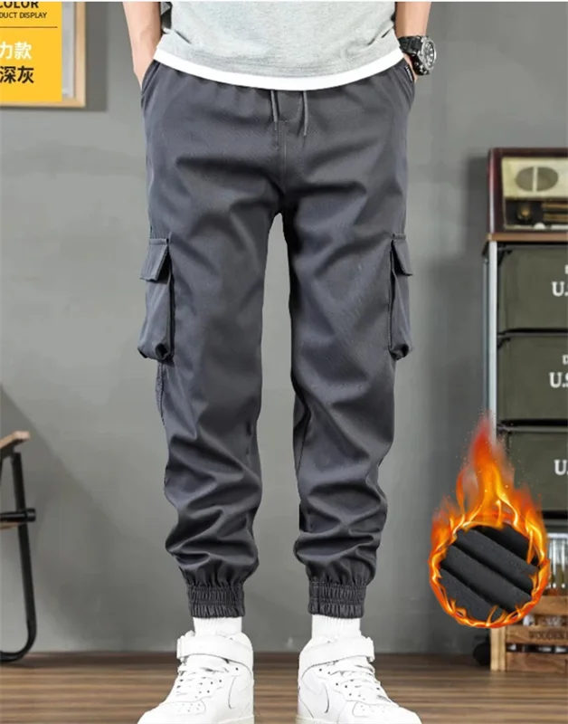 Handsome and thick windproof winter cotton pants for men with added fleece and thick warm pants  worn on top with pure cotton ba 4