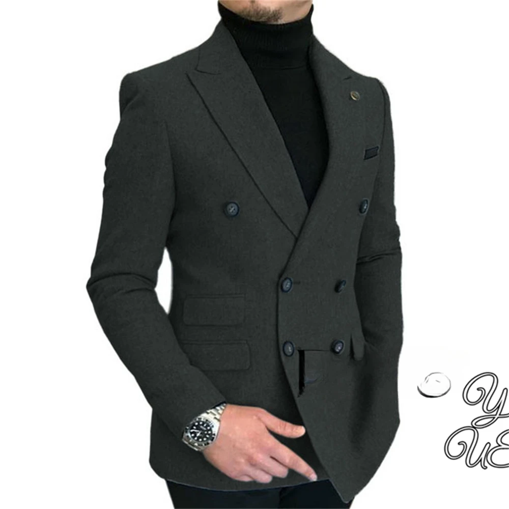 Description Picture 6 of itemDouble Breasted Flip Collar Suit, Men's Slim Fit Jacket, Men's Casual and Fashionable Versatile Suit Top