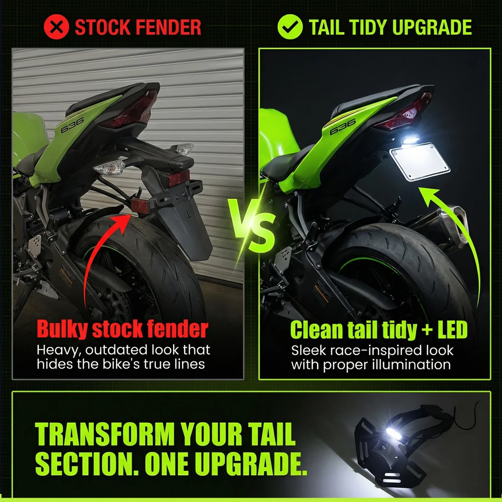 가와사키 ZX6R ZX636 ZX-6R ZX-636 2024-2025 오토바이 리어 펜더 제거 테일 타이디 번호판 홀더 브래킷 ZX 6R