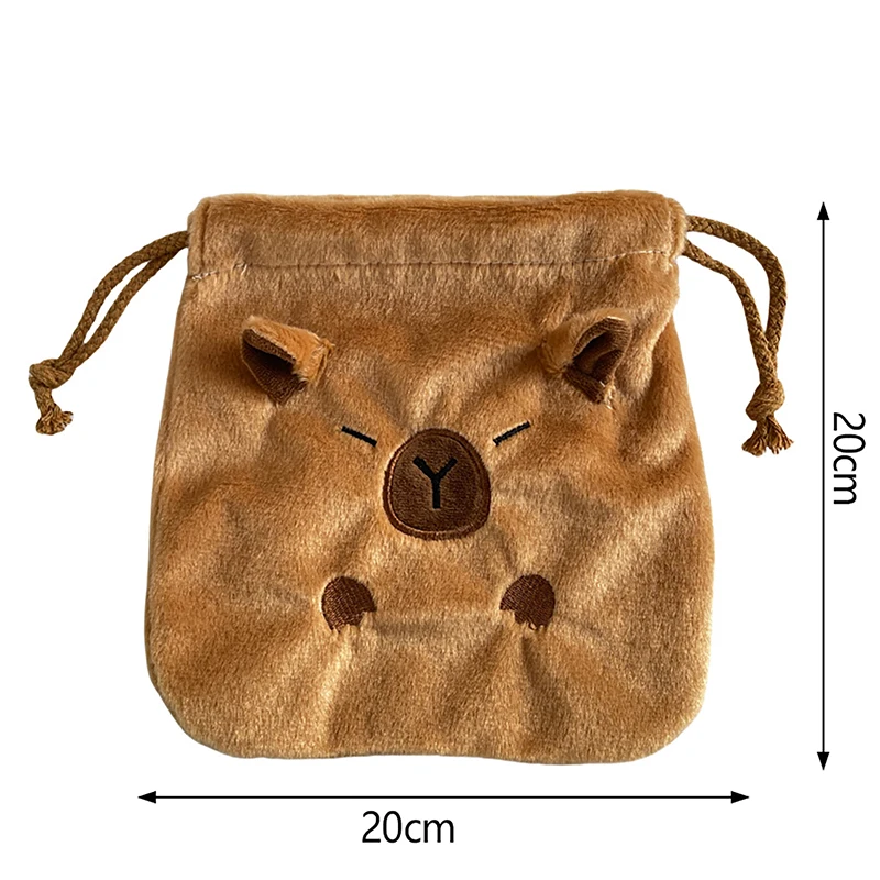 New Capybara Plush Porpoise Drawstring Bundle Pocket Portable Plush Bag Large Capacity Handbag Casual Lightweight Travel Pouch 6