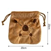 New Capybara Plush Porpoise Drawstring Bundle Pocket Portable Plush Bag Large Capacity Handbag Casual Lightweight Travel Pouch 6