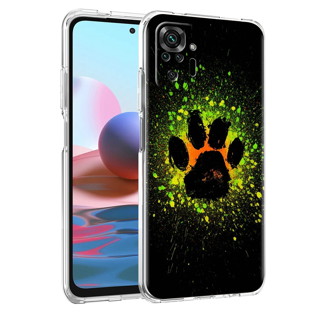 Hund Fußabdruck Pfote süße Handyhülle für Redmi 12 Note 10 11 11T 7 8 8T 9 K40 Gaming 9A 9C Pro Plus 5G transparente Shell-Taschen – Detail 2