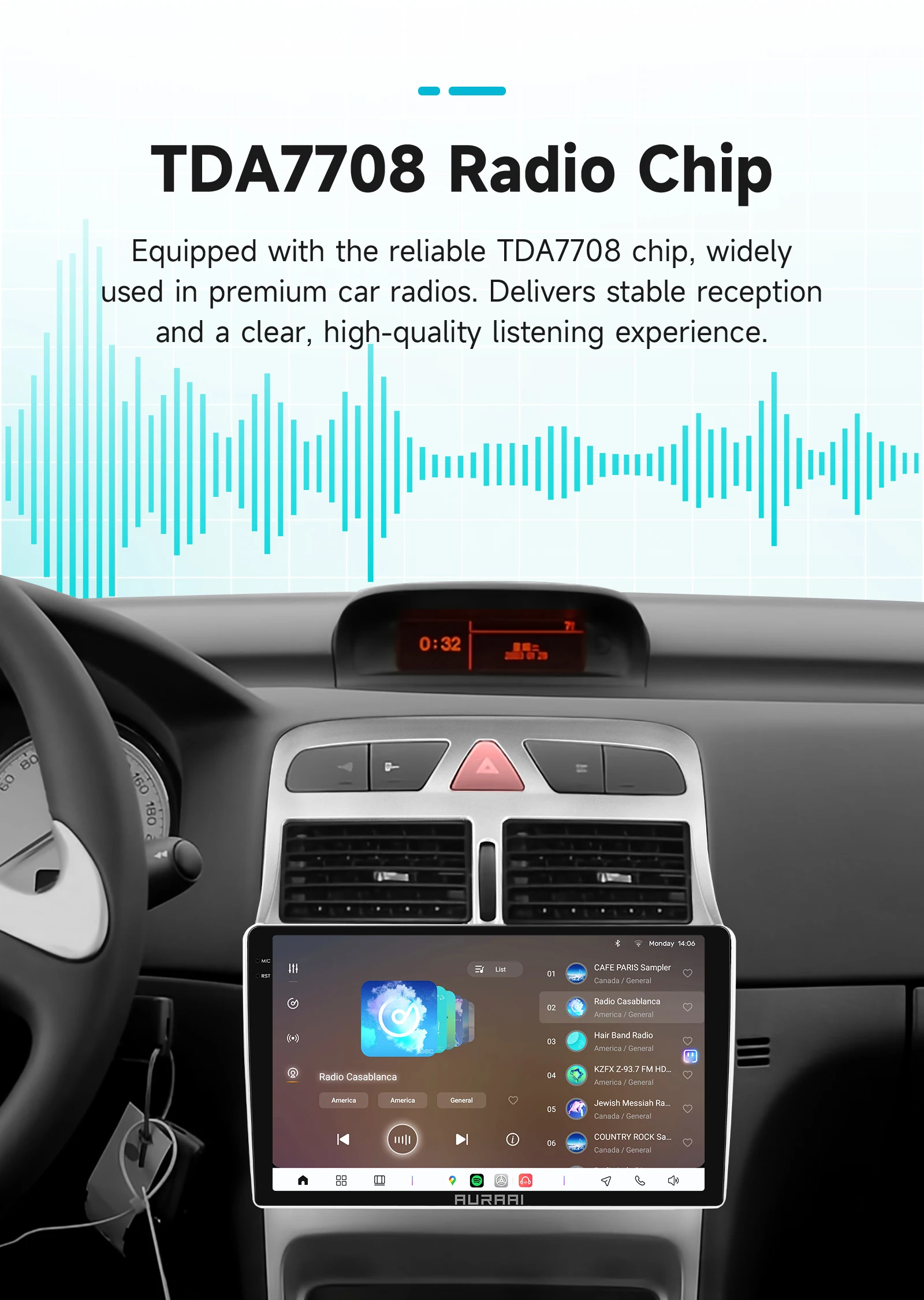 AURAAI X100 Android Auto-Intelligent-Bildschirm für Peugeot 307 307CC 307SW 2002 - 2013 4G BT GPS DSP CarPlay UNIS7870 Sprachsteuerung – Detail 24