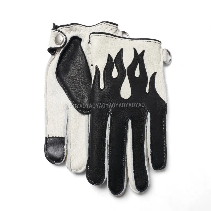 

Men's Genuine Leather Gloves High Quality Male Deerskin Gloves Buckskin Wool Lining Winter Warm Driving Mittens New