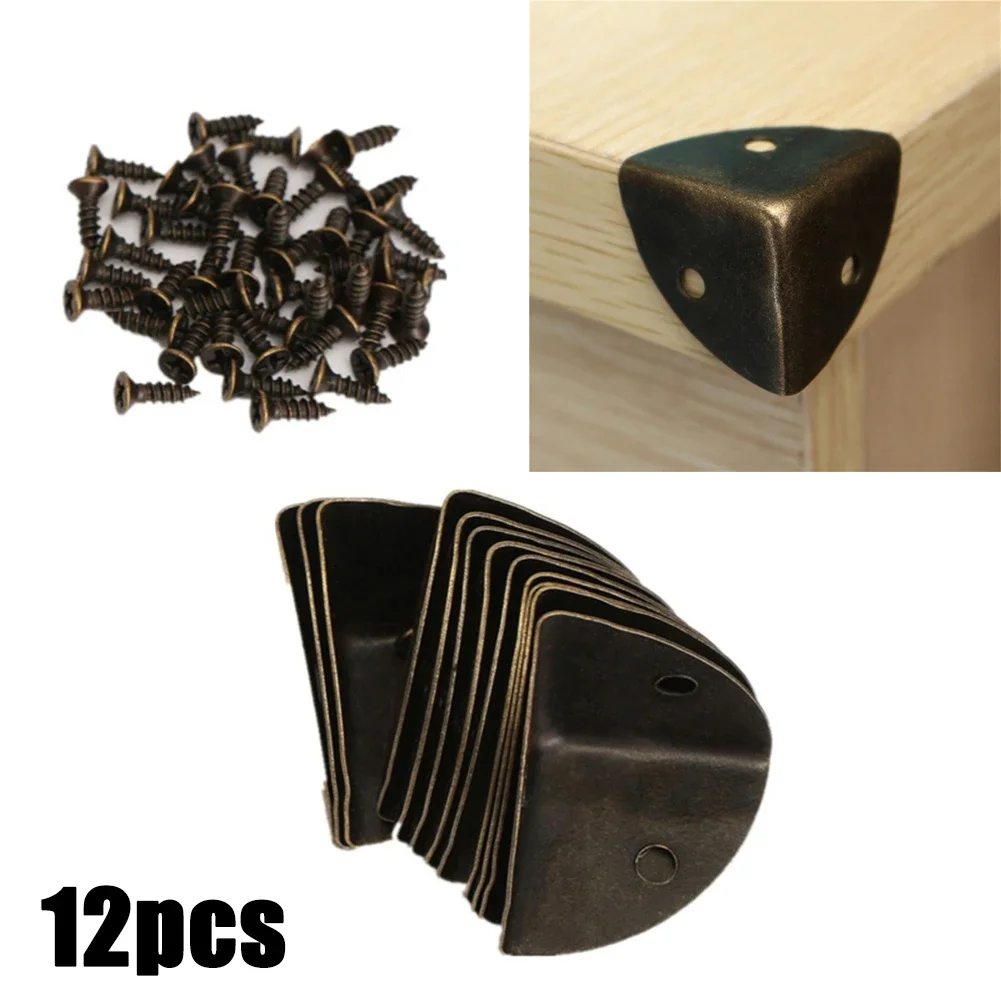 

12pcs Decorative Jewelry Chest Wine Gift Box Wooden Case Edge Corner Protector Antique Furniture Corner Protector 25mm+Screws