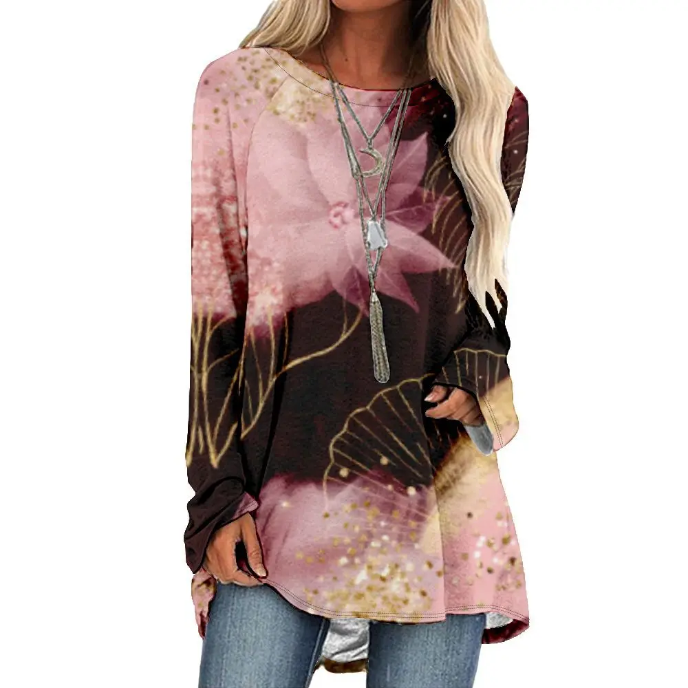 

New Fashion T-Shirt Long Sleeve 2d Printed T-Shirt Round Neck High Quality Loose Version Clothing Casual Women'S Long Sleeve