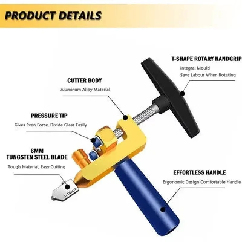 Glass Cutter Tile Glass Cutter Tile Cutting Tool Professional 2-in-1 Ceramic & Glass Tile Cutter Multifunctional Ceramic Glass Tile Cutting Tool Cutter Cutting Set