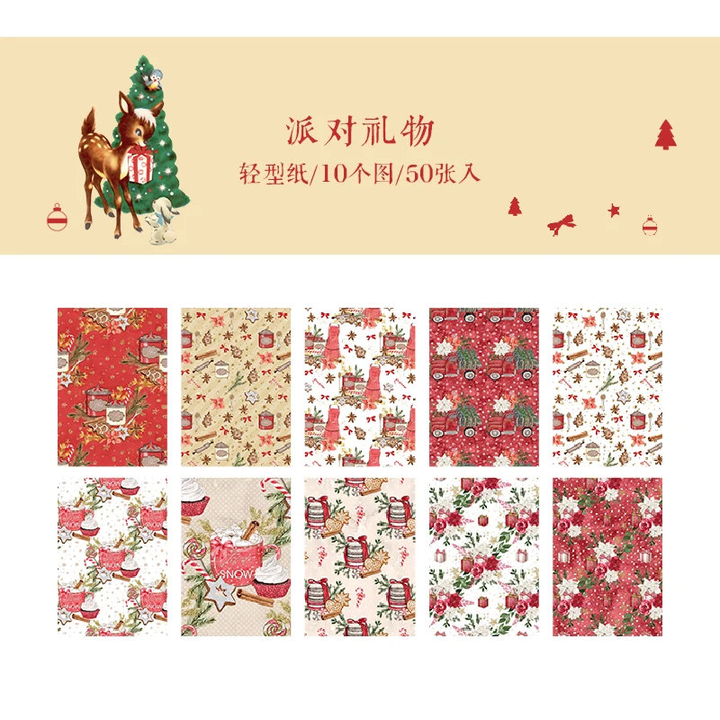 Retro Christmas Series Decorative Material Paper Gift Wrapping Paper  Collage Junk Journals Scrapbookings Stationery Supply