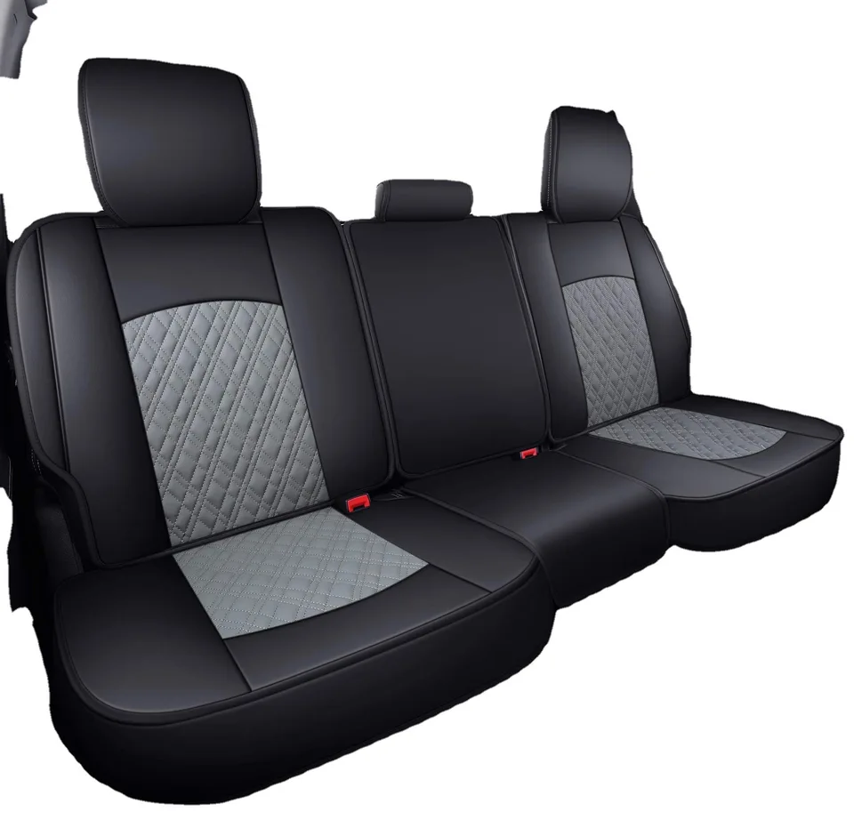 Huidasource Dodge Ram Seat Covers, Front & Rear Pickup Truck Leather Seat Cover Fit for 2009-2018 1500, 2010-2023 2500/3500 Crew Mega Cab, 2019-2023 ram 1500 Classic only (Full Set/Black