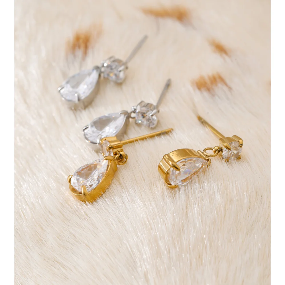 Yhpup Cubic Zirconia Earrings Stainless Steel Jewelry