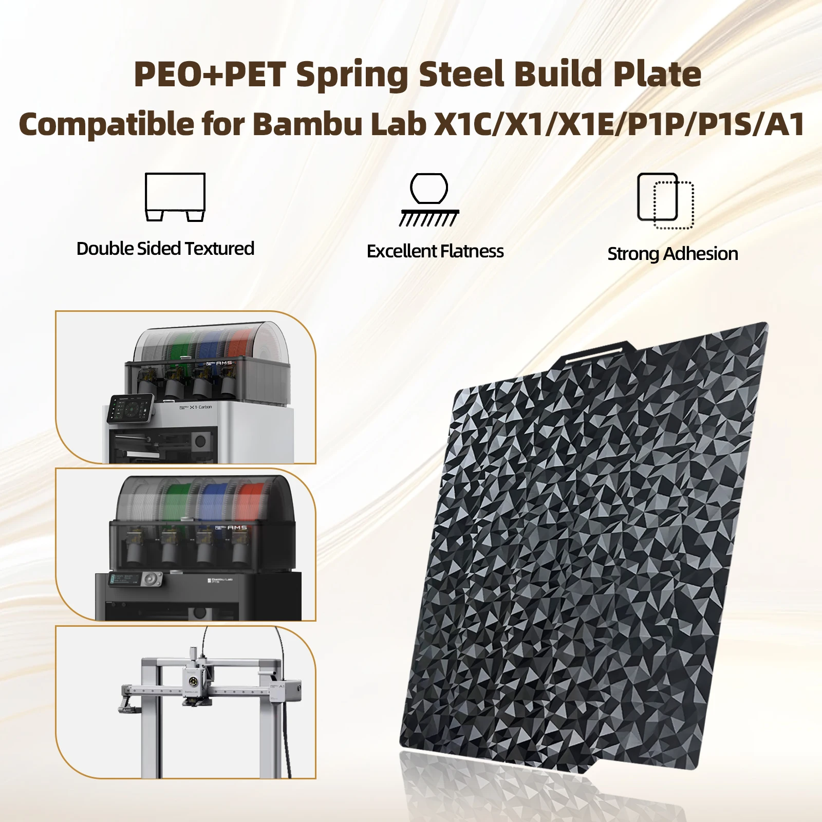 Enhanced Build Plate for 3D Printer - 257x257mm Spring Steel Sheet with PEI Coating