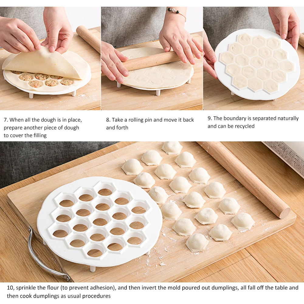 S48c238f18a4c4c498cf2d2e6f79f49e46 19 Holes Kitchen Dough Press Ravioli Making Mould Dumpling Mold Maker DIY Maker Dumpling Pelmeni Mold Pasta Form