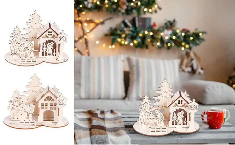 

Wooden Christmas Decorations Wooden Ornaments Wood Decorative Claus Snowflake Wood Cutout Slices Wooden Doll Pendant Windowsill