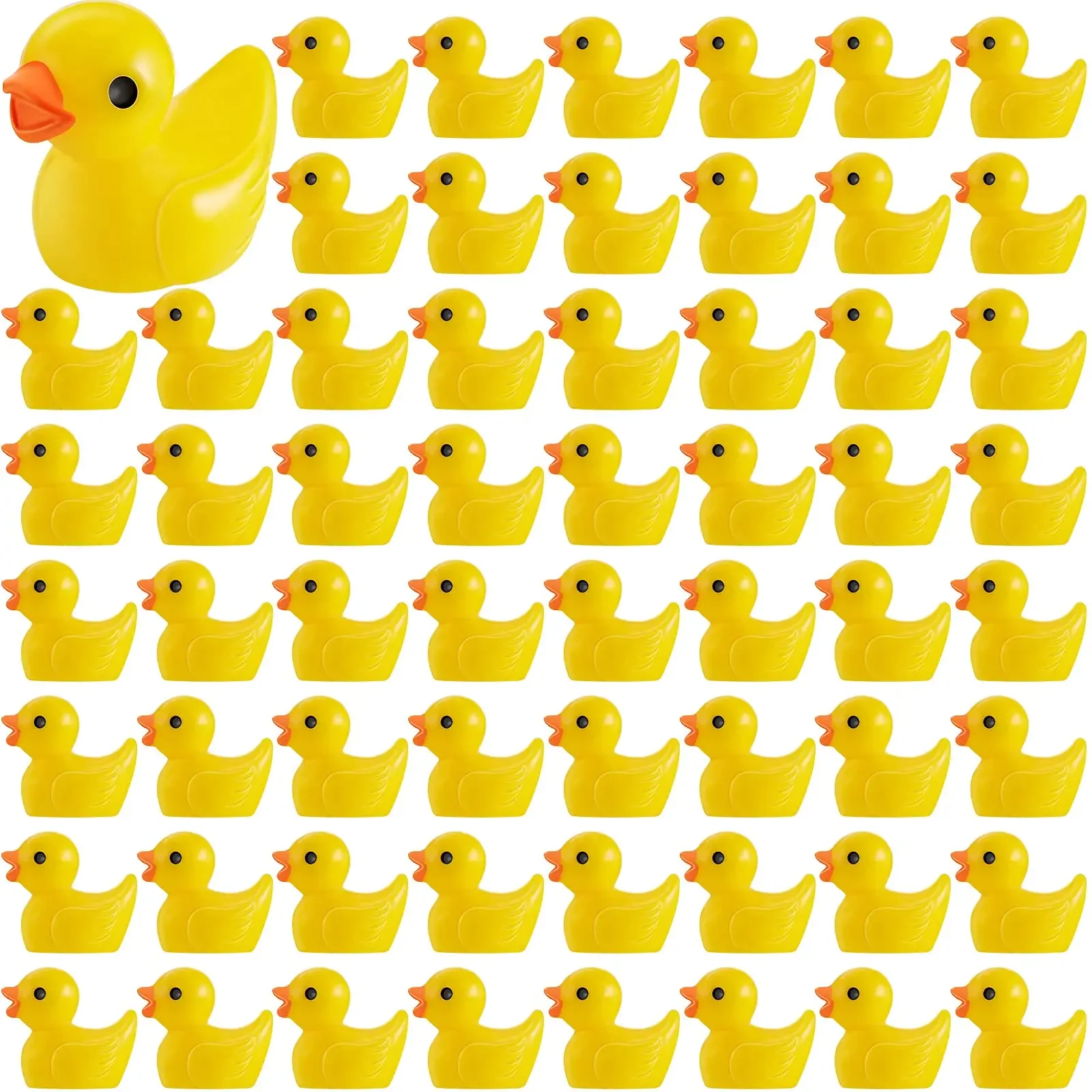 50PCS Mini Resin Yellow Duck Ornament Miniature Figures Tiny Duck Micro Fairy Garden Landscape Aquarium Dollhouse