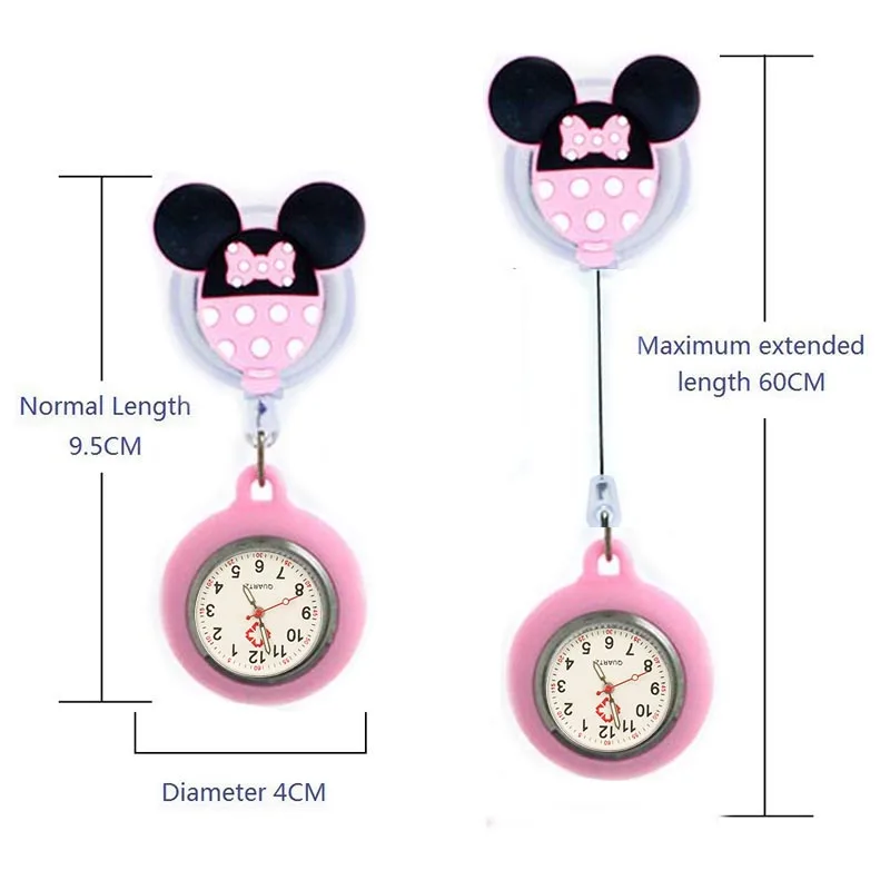 Retractable Cartoon Pattern Nurse Doctor Pocket Watch Hang Clips Colourful Hospital Medical Women Mens Badge Reel