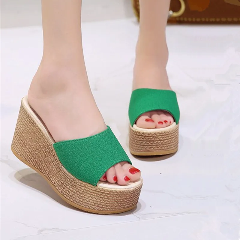 

Large Size 41 42 43 Outside Summer Slippers For Women Casual Shoes Thick Platform Wedges Womans Slides Female Sandals footwear