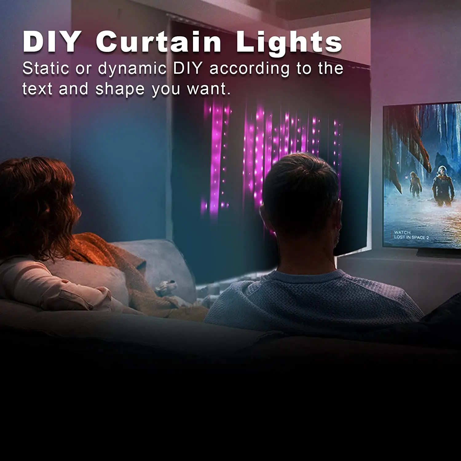 Smart Window Curtain String Lights Color Changing Fairy Lights Smart App-Controlled LED RGB String Lights for Christmas Wedding