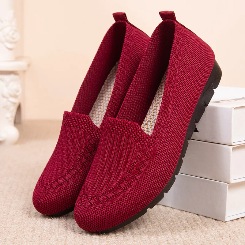 Mesh Breathable Women Sneakers Slip on Flat Casual Ladies Loafers Socks Shoes