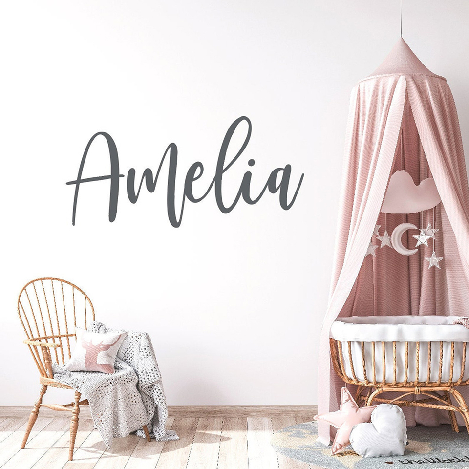 POOMOO Name Wall Decal, Personalized Wall Sticker, Boys Girls Decal, Nursery Decor, Vinyl Wall Decal Beauty Salon Wall Decals