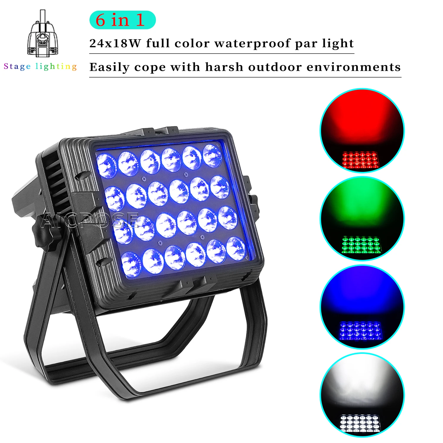 

Outdoor Waterproof Stage Light 24x12W RGBW/24x18W RGBWA UV 6 in 1 LED Square Par Light Professional DJ Disco Equipment Lighting