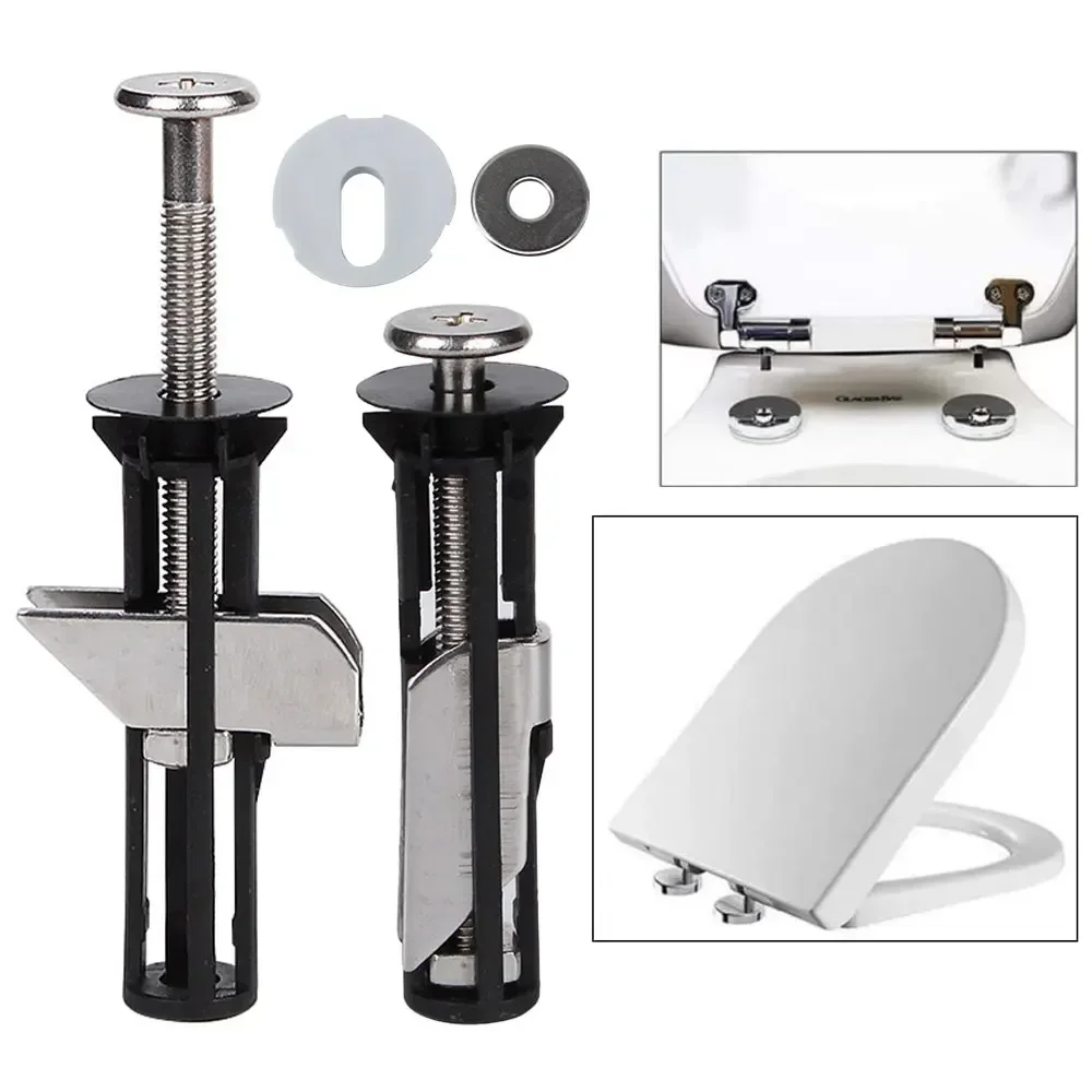 Universal Stainless Steel Water Tank Toilet Seat Hinges Bolts Screws Replacement Bathroom Fixture Toilet Lid Fixing Parts