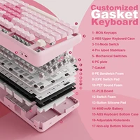 YUNZII B87 Pink Mechanical Gaming Keyboard, QMK/VIA Custom Gasket RGB Keyboard, Wireless Aesthetic Keeb, Wrist Rest for Win/Mac - Image 5