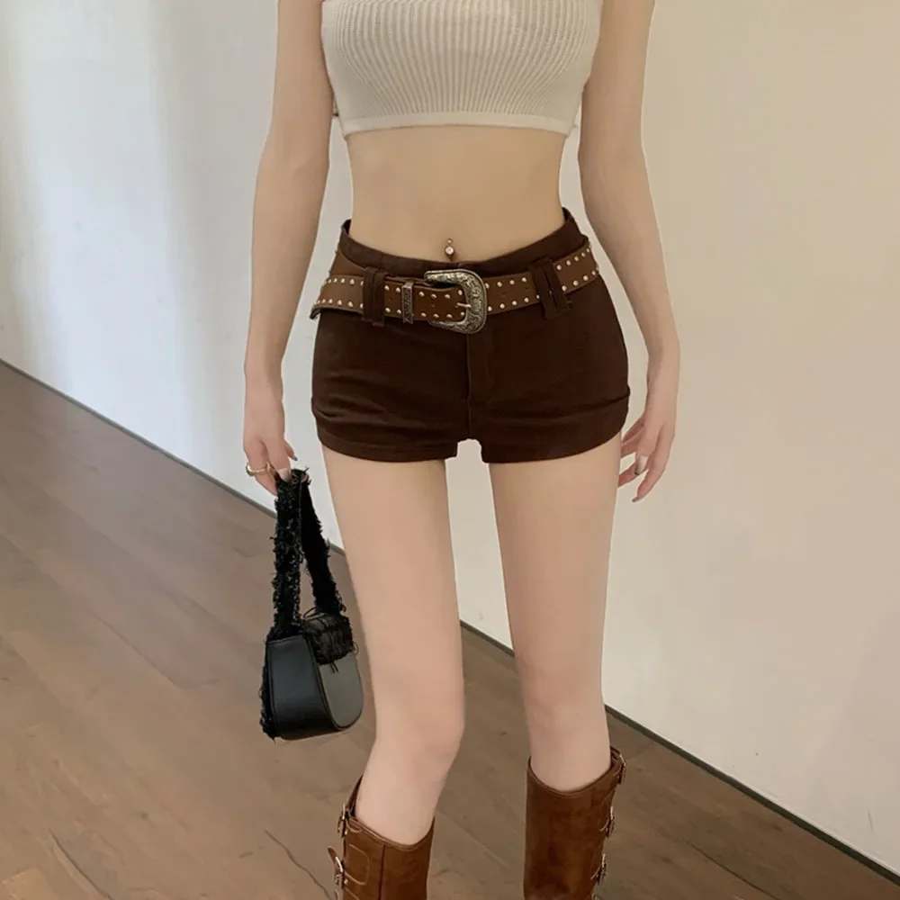 Black Short Jeans Sexy Hot Girl Tight Low Waist Shorts for Women Summer Slim American Retro Street Female Casual Straight Pants