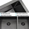 33x22 Black Drop In Double Bowl 60/40 Kitchen Sink, 33 Inch 16Gauge Black Drop In 60/40 Double Bowl Kitchen Sinks 4